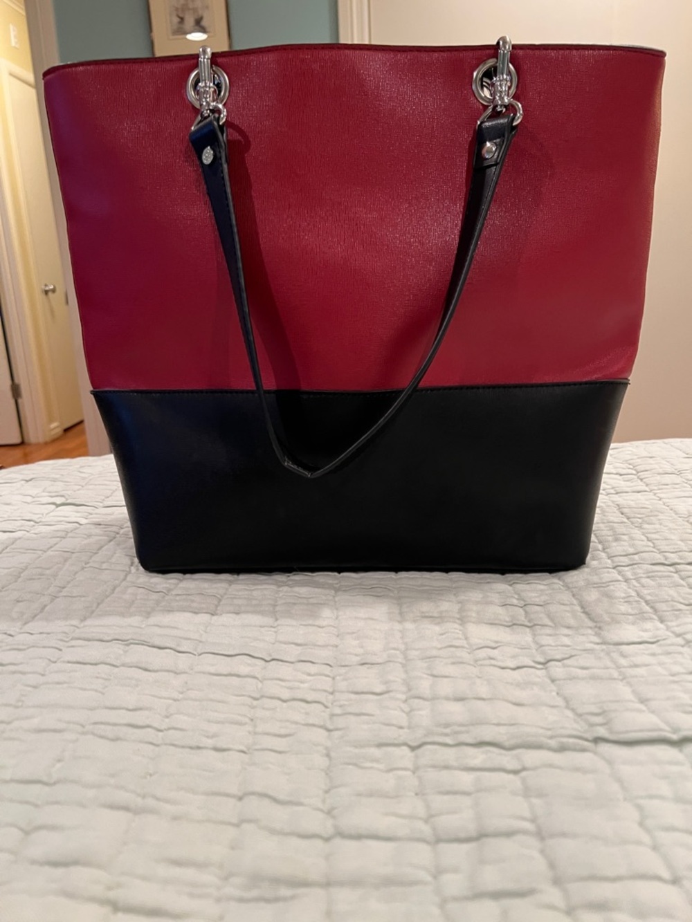 Naturalizer Red and Black Colorblock Tote